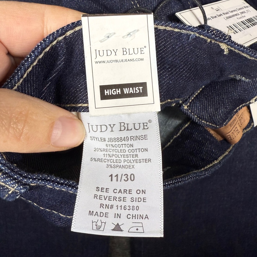 New With Tags Judy Blue High Waist Retro Wide Leg Jeans Dark Wash Size 11‎ - Picture 11 of 14